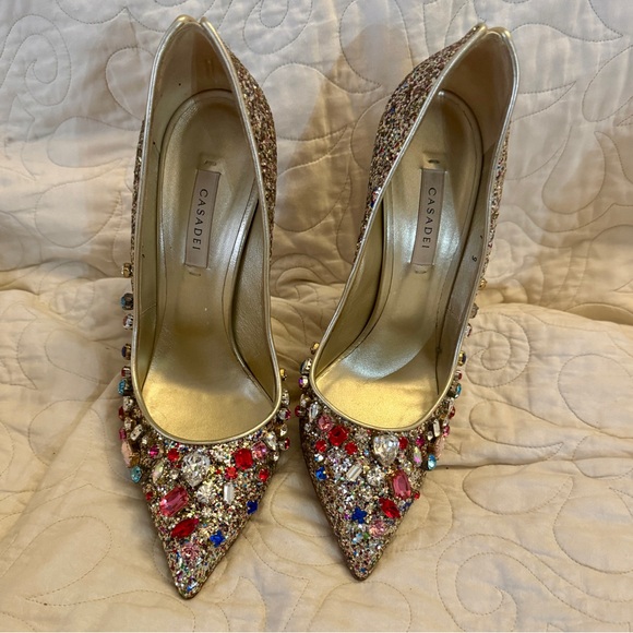 Casadei size 39 pellame Glitter Rainbow Stilletos - Picture 9 of 12